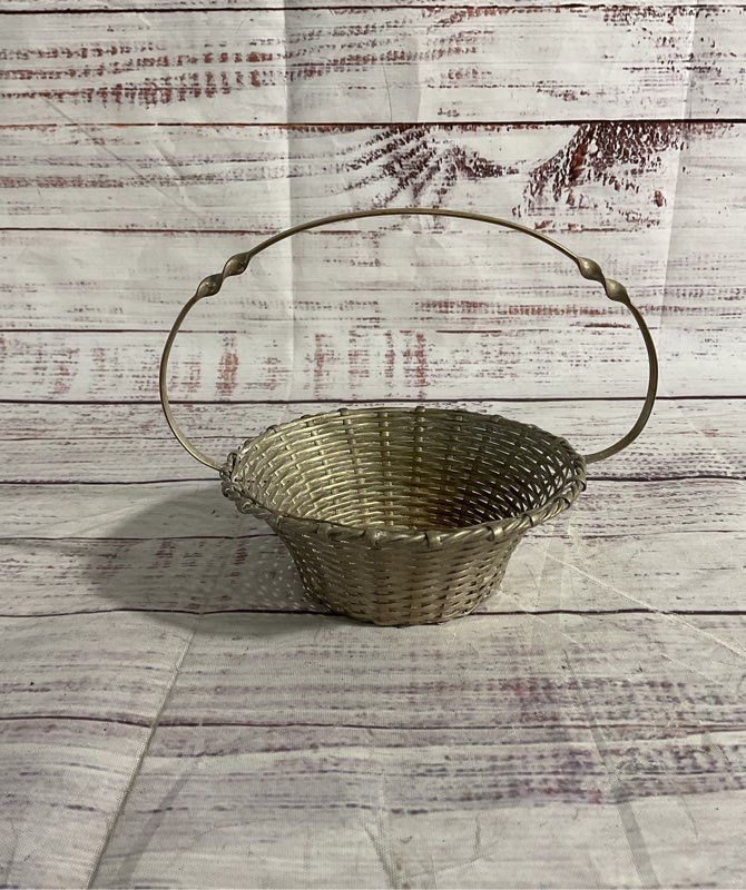 Vintage Made In Germany Silverplate Woven Small Basket 4.25"