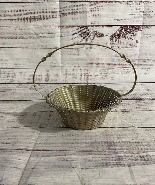 Vintage Made In Germany Silverplate Woven Small Basket 4.25"