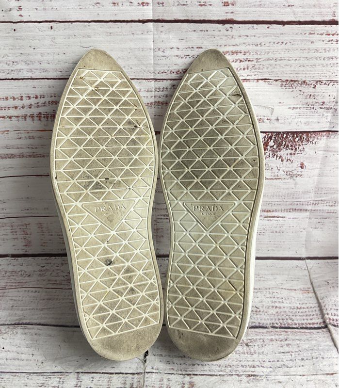Prada Canvas Pointed Toe Sneakers White 36