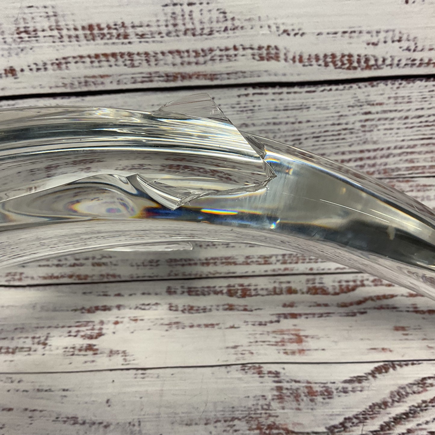 Steuben Crystal Glass Fish Salmon Art Sculpture 16" Long Signed Damaged*