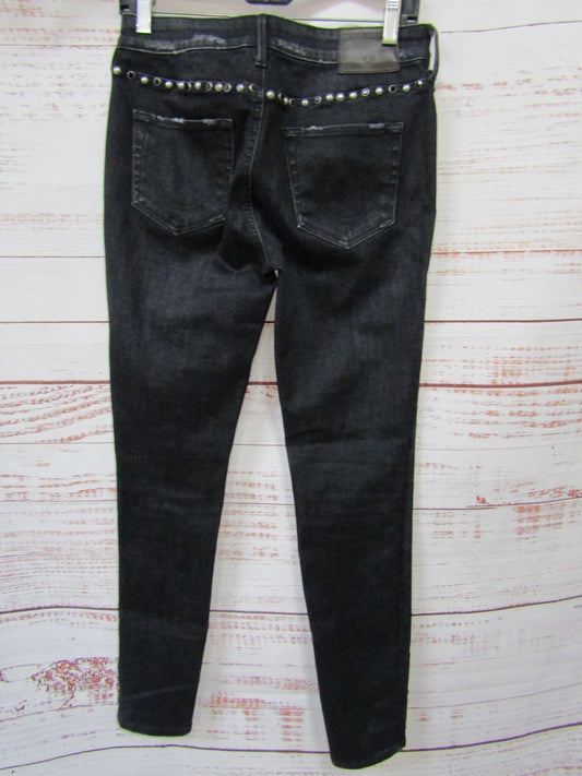True Religion Halle Women's Midrise Super Skinny Studded Jeans Size