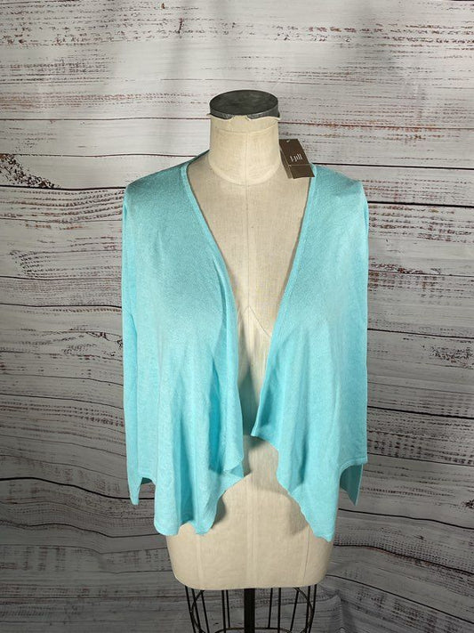 NWT Women's J Jill Blue Robin Egg Linen Blend Open Cardigan - Size L