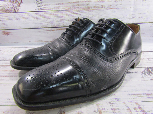 Mezlan Andrew Men's Black Leather Cap Toe Brogue Oxford Shoes Made in Spain