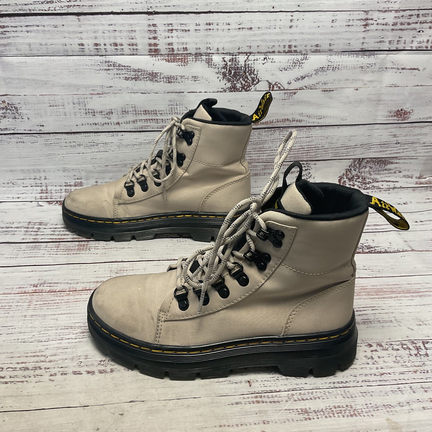 Dr. Martens Combs W Taupe Polytwill Combat Boot Women Size 6
