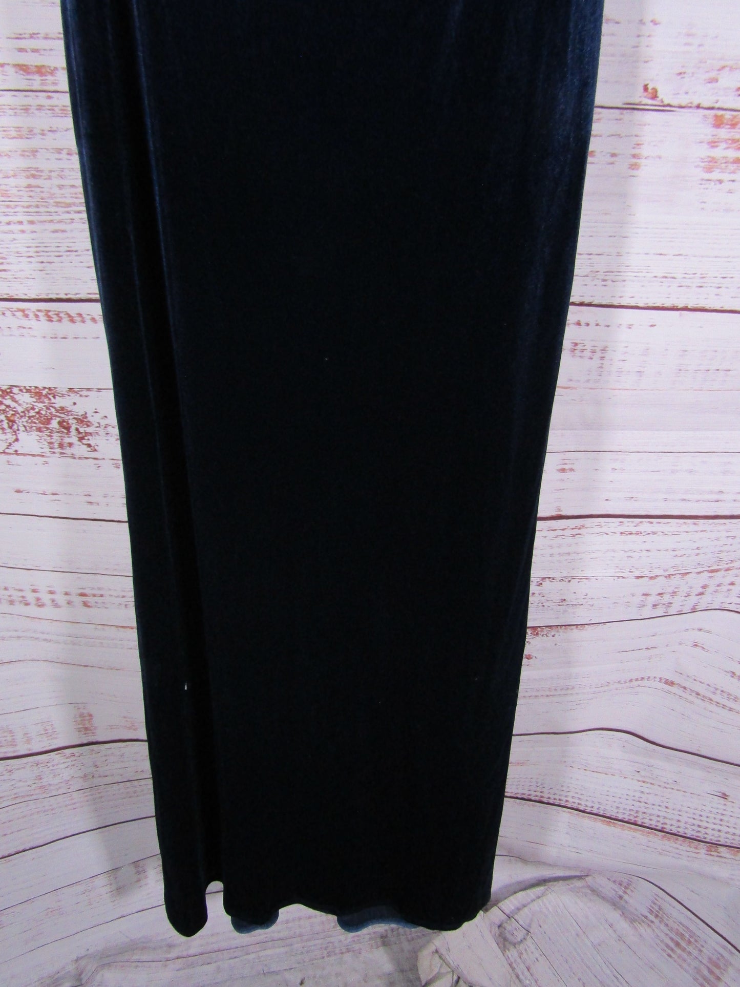 Tadashi Shoji Maylee Women's Navy Blue Velvet Rosette-Shoulder Gown Dress Size L