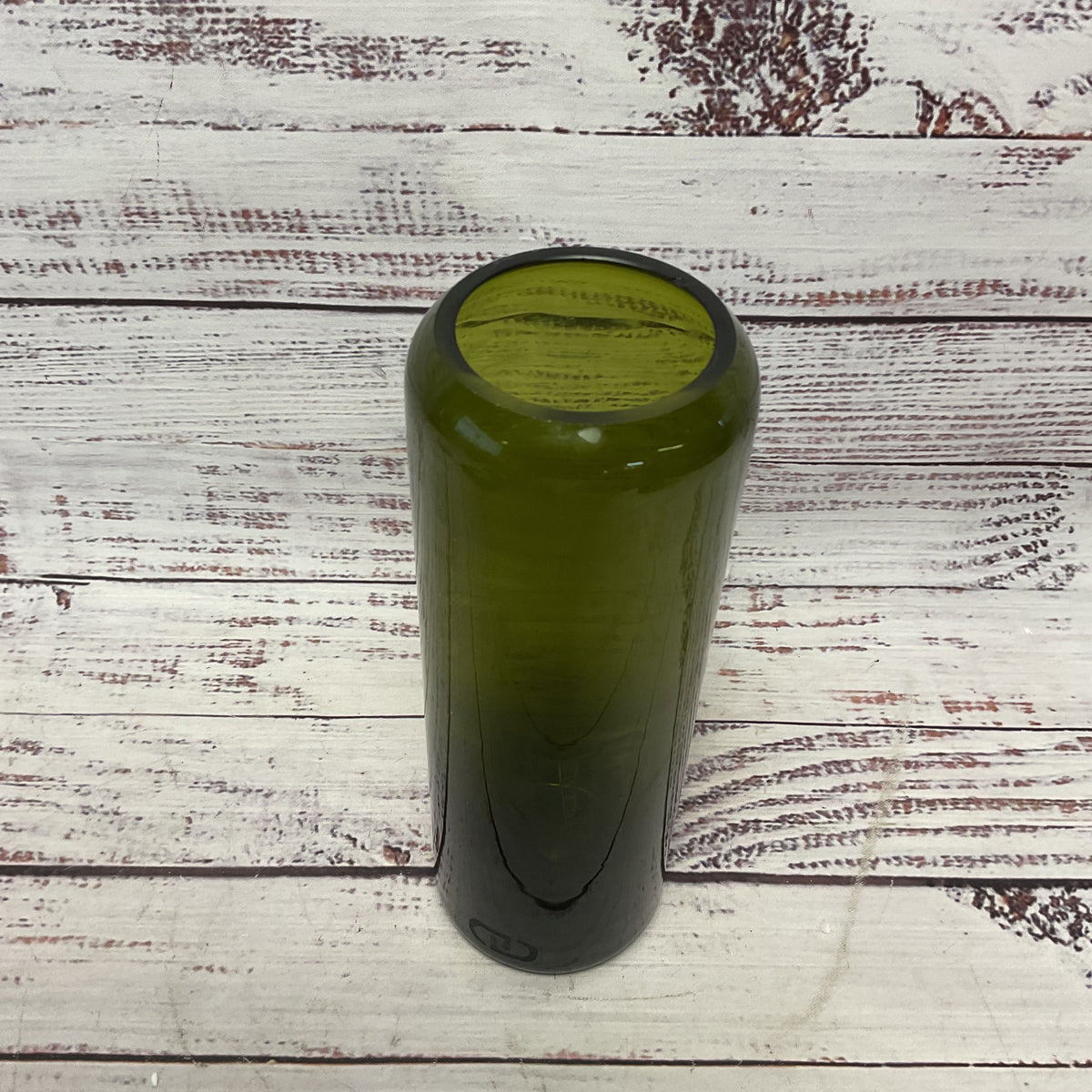 Dayna Decker Hand Blown Green Art Glass Bud Vase 7.5"