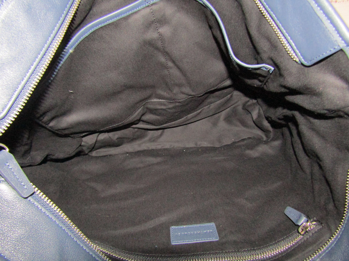 Leatherology Downtown Women's Navy Blue Leather Tote Shoulder Bag Monogrammed CK