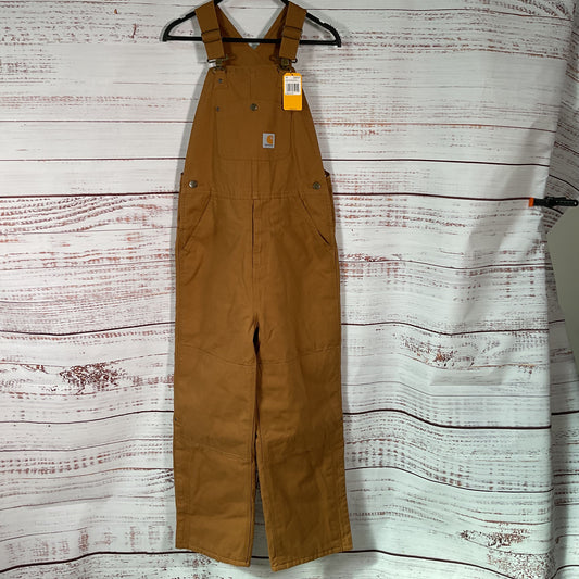 NWT CARHARTT Brown Duck Quilt Lined Insulated Bib Overalls Inseam 26- SZ 14