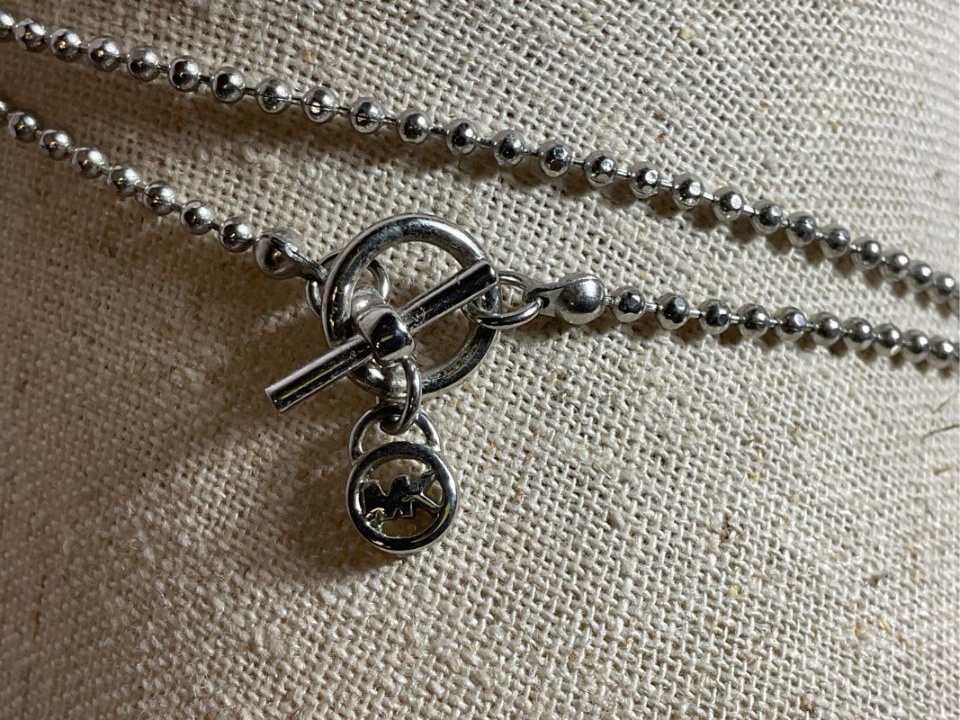 MICHAEL KORS Silver Tone Crystal Orb Pendant 32" Necklace