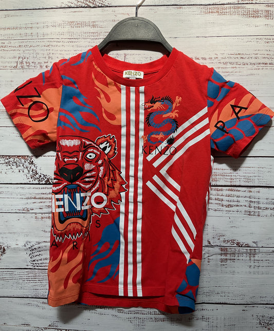 Kenzo Kids Tiger Graphic Print T Shirt Red 6