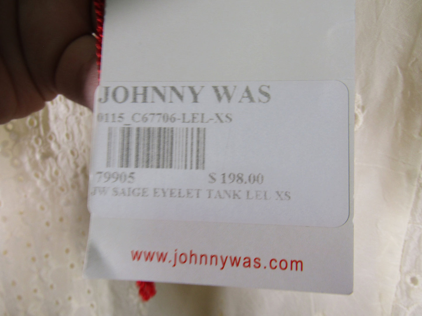Johnny Was Saige Women's Beige Embroidered Eyelet Tank Top Size XS