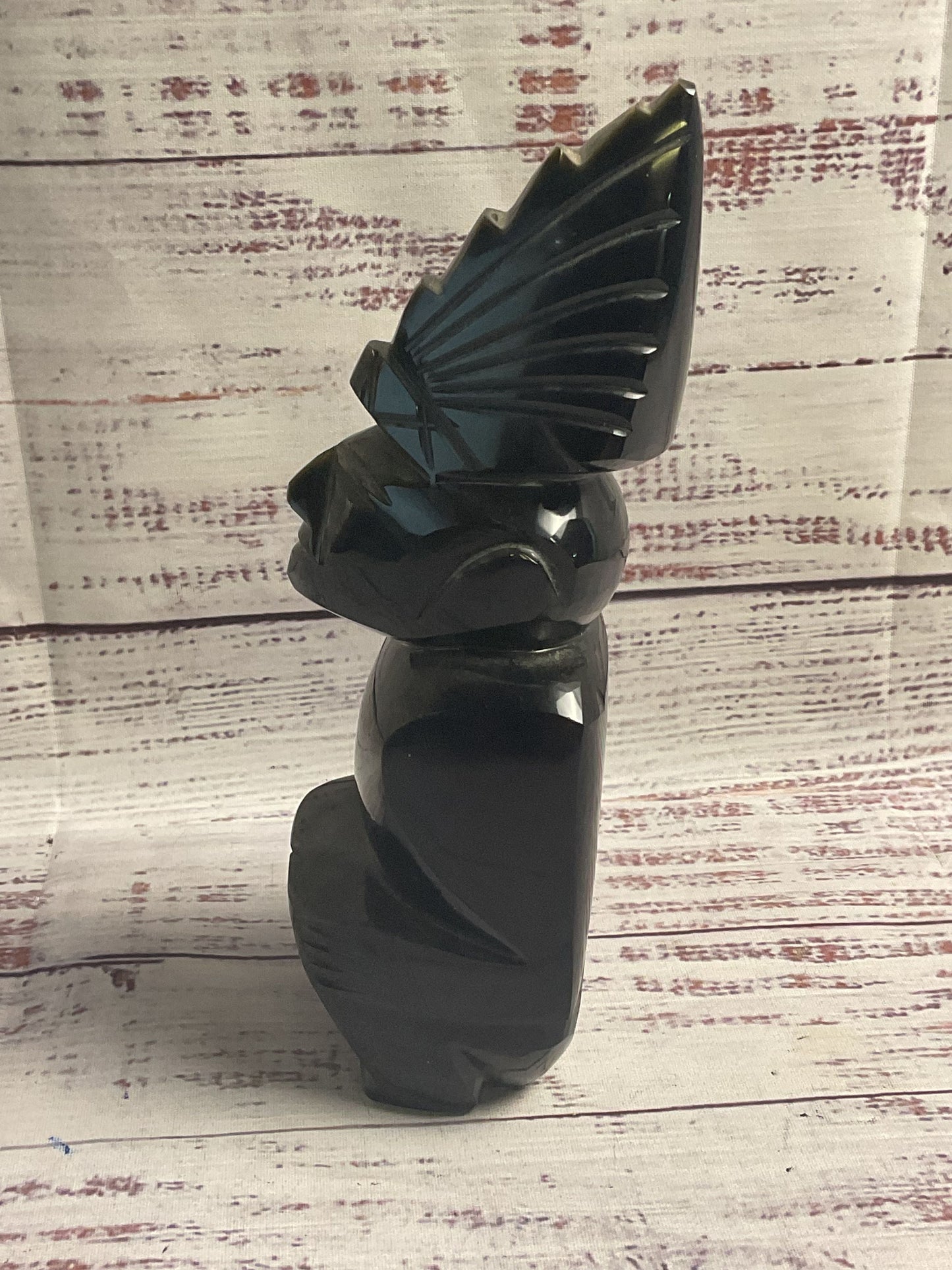 Carved Obsidian Aztec 7" Figure Statue