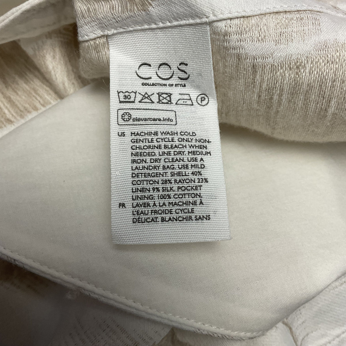 COS White Jacquard Short Sleeve V-Neck Dress - Size 14