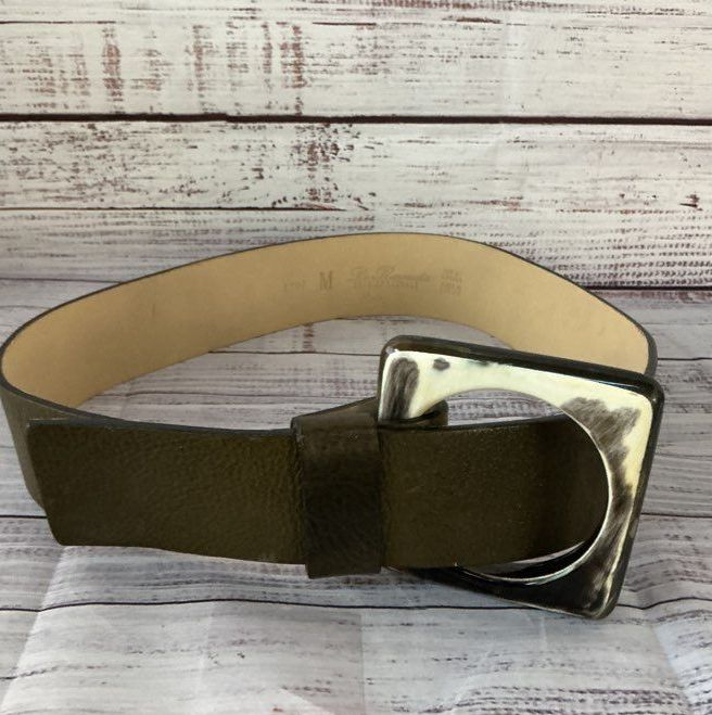 Women's De Renaudin Olive Green Leather Belt Size M