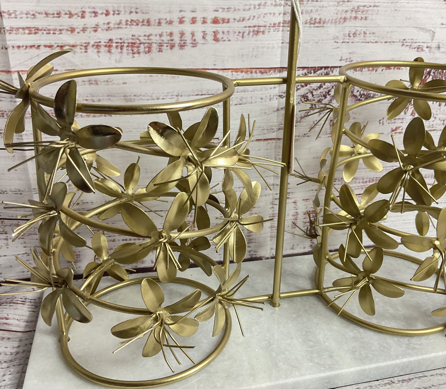 Anthropologie Floral Wine Bottle Caddy Brass