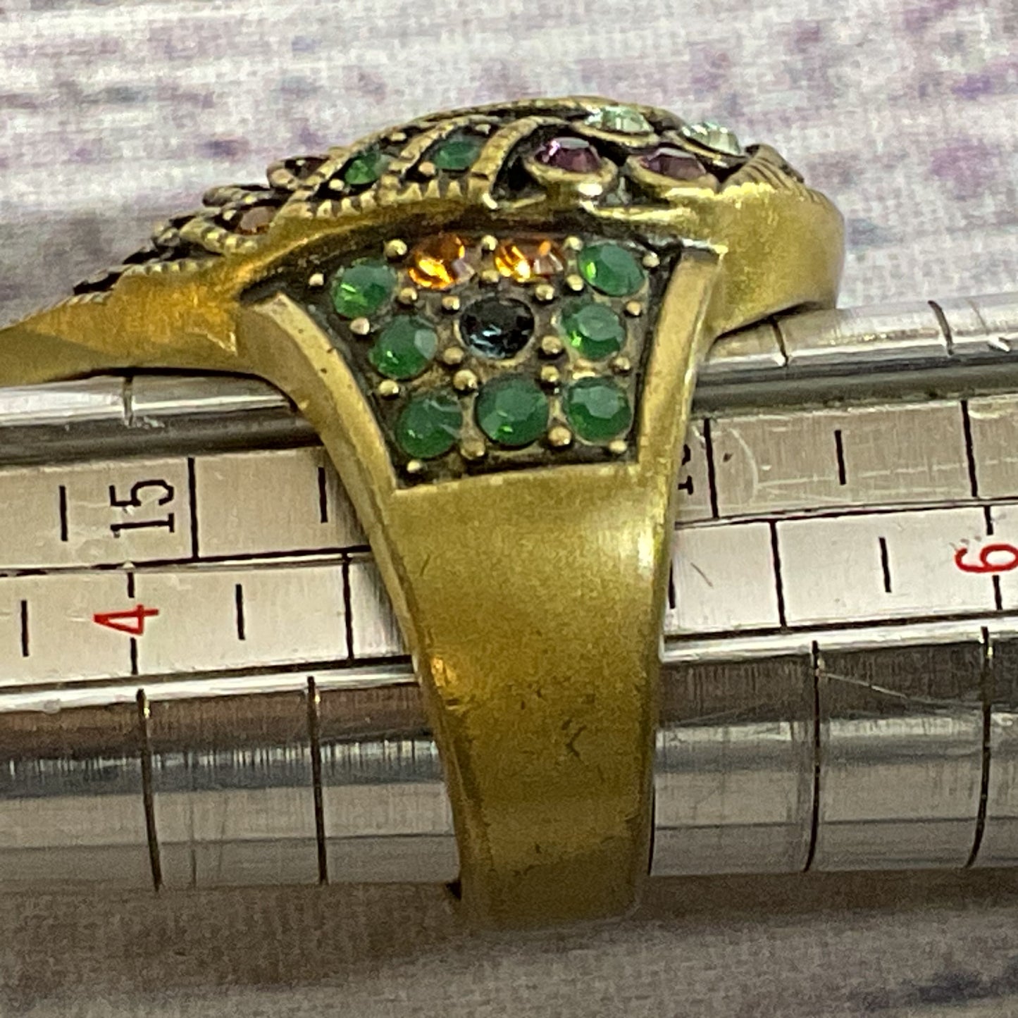 HEIDI DAUS Bronze & Multi Color Rhinestone SZ 5.25 Ring