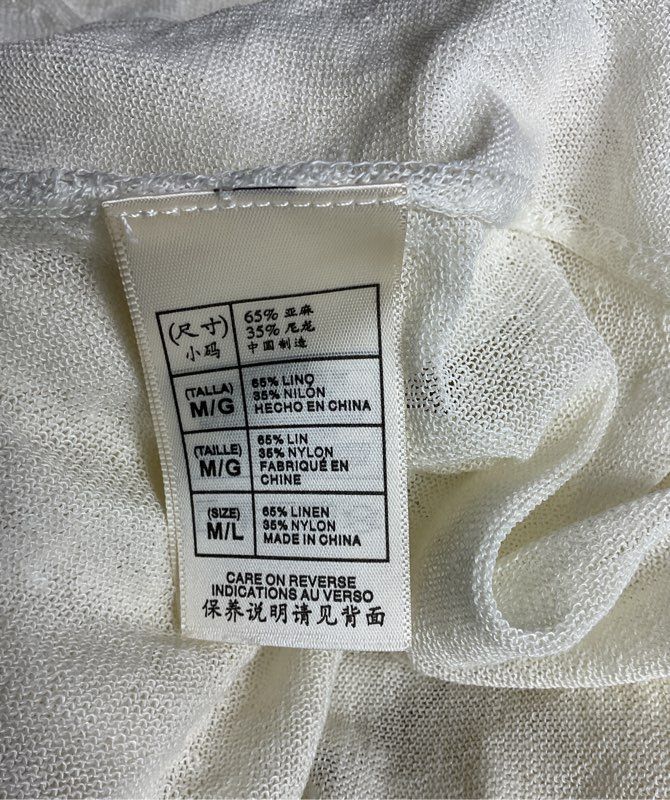 MaxStudio Linen Blend Open Front Batwing Cardigan Cream M-L