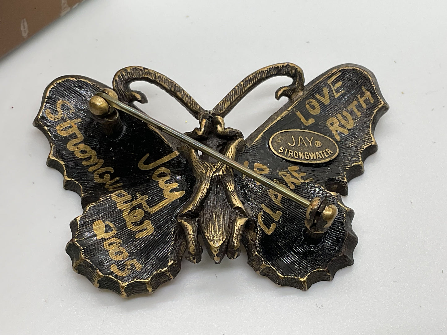 Personalized Signed JAY STRONGWATER Swarovski Crystal Butterfly Brooch- 2.24"