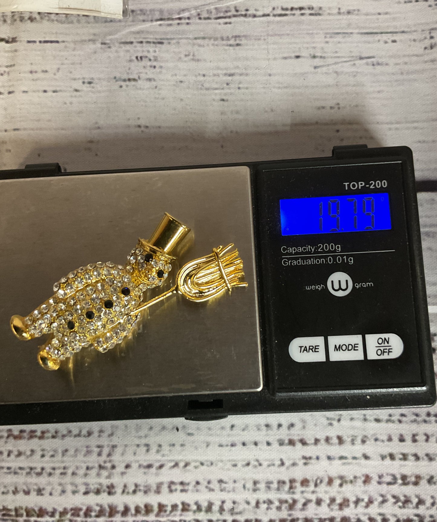 Idemaria Gold Tone Snowman Rhinestones Brooch Pin