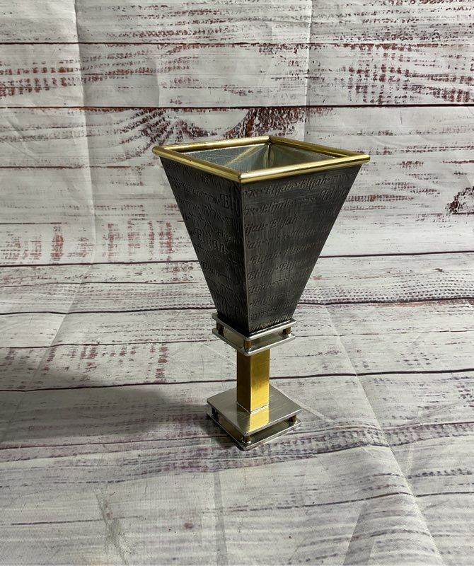 Elijah's Cup For Passover Seder Pewter & Brass Antique Finish by Joy Stember