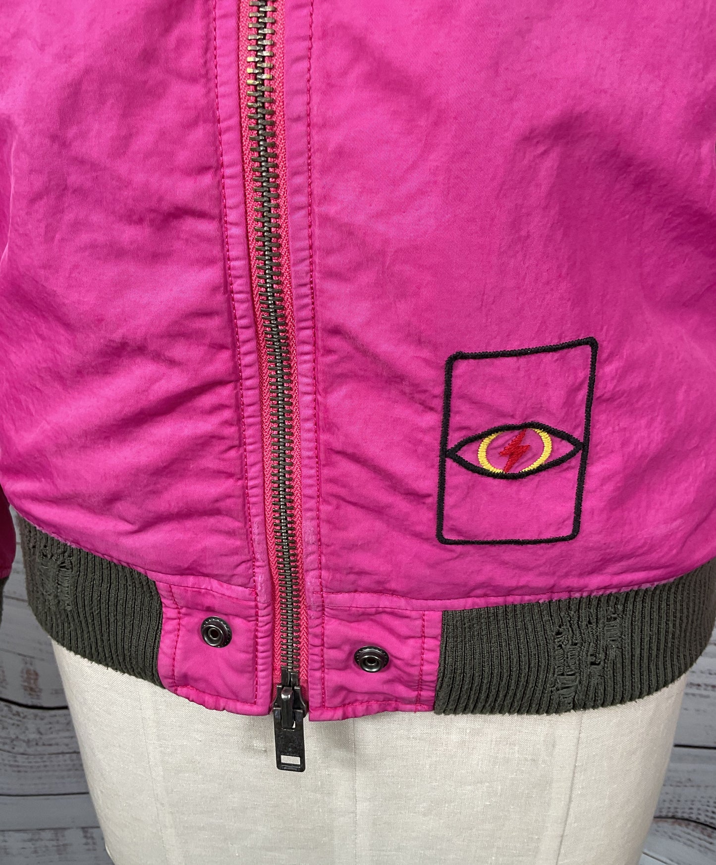 Diesel Scorpio Embroidered Bomber Jacket Hot Pink S