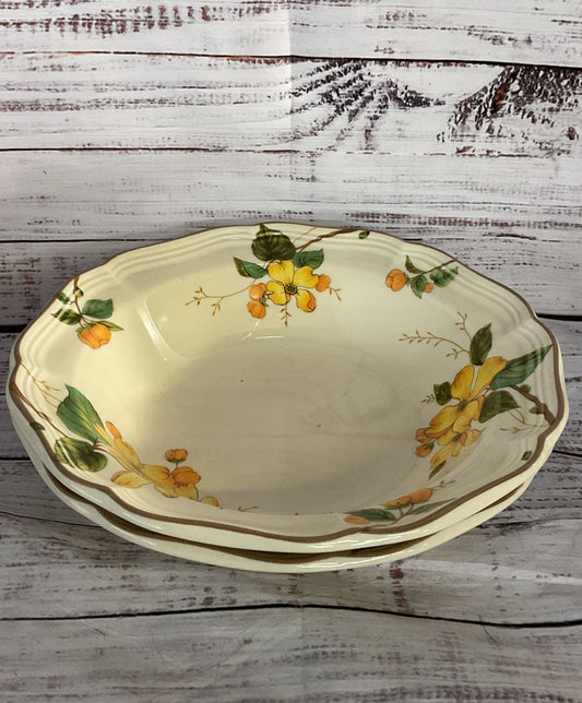 Mikasa Heritage Goldenwood Soup Bowls Set of 2 Cream Multicolor
