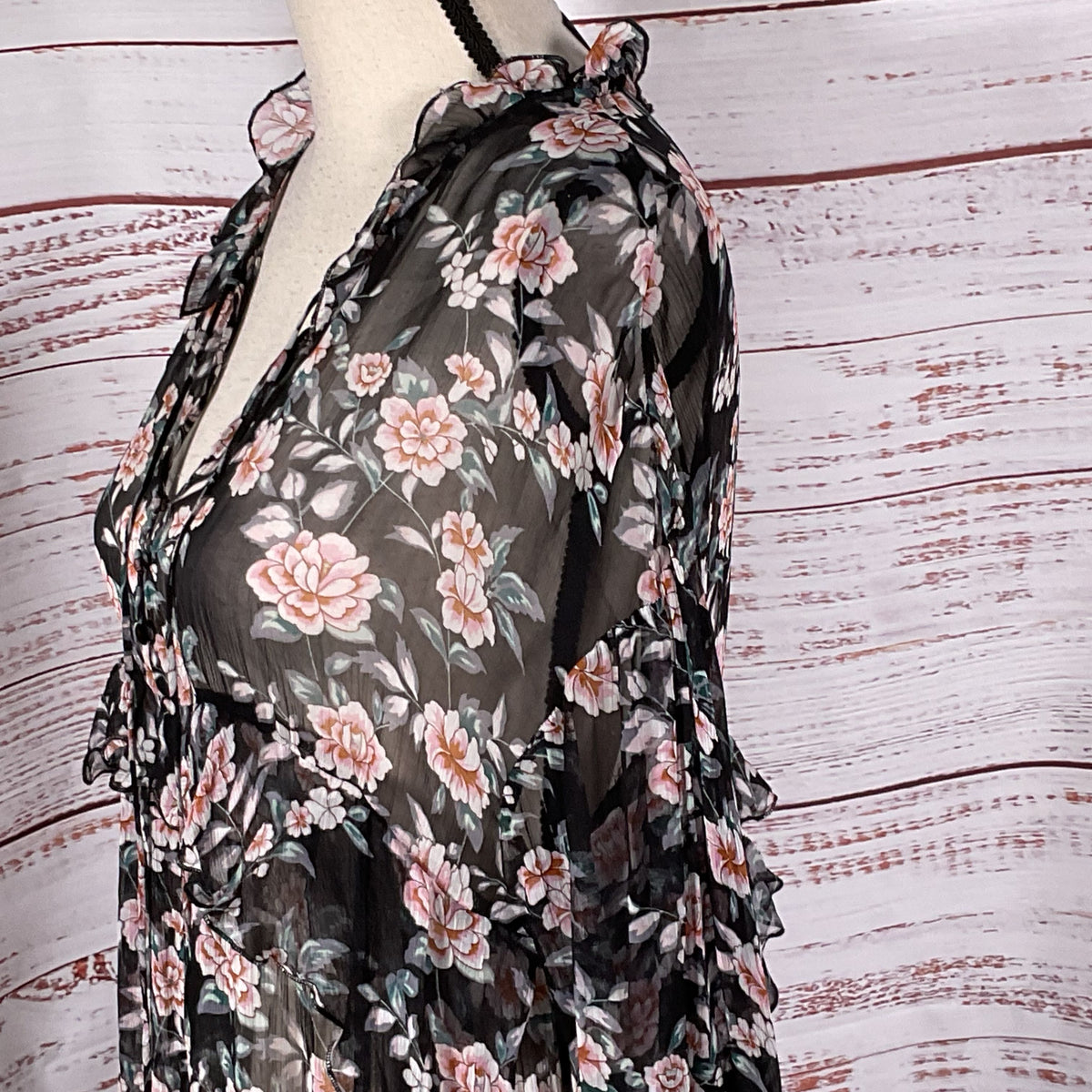 THE KOOPLES Women's Sheer Floral Flowy Dress- SZ 1/ S/M US