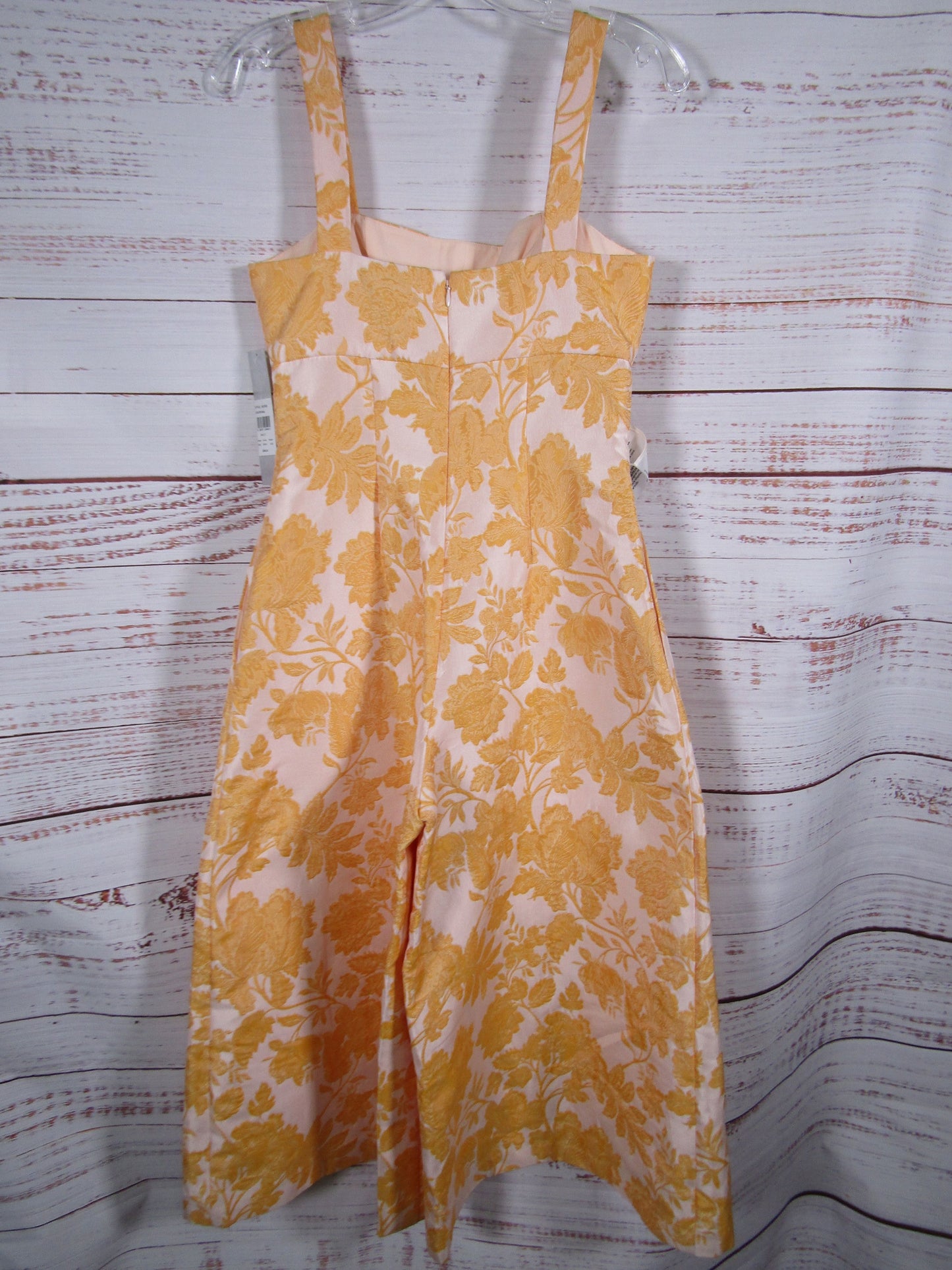 Kay Unger Ingrid Women's Mango Floral Jacquard Jumpsuit Size 2