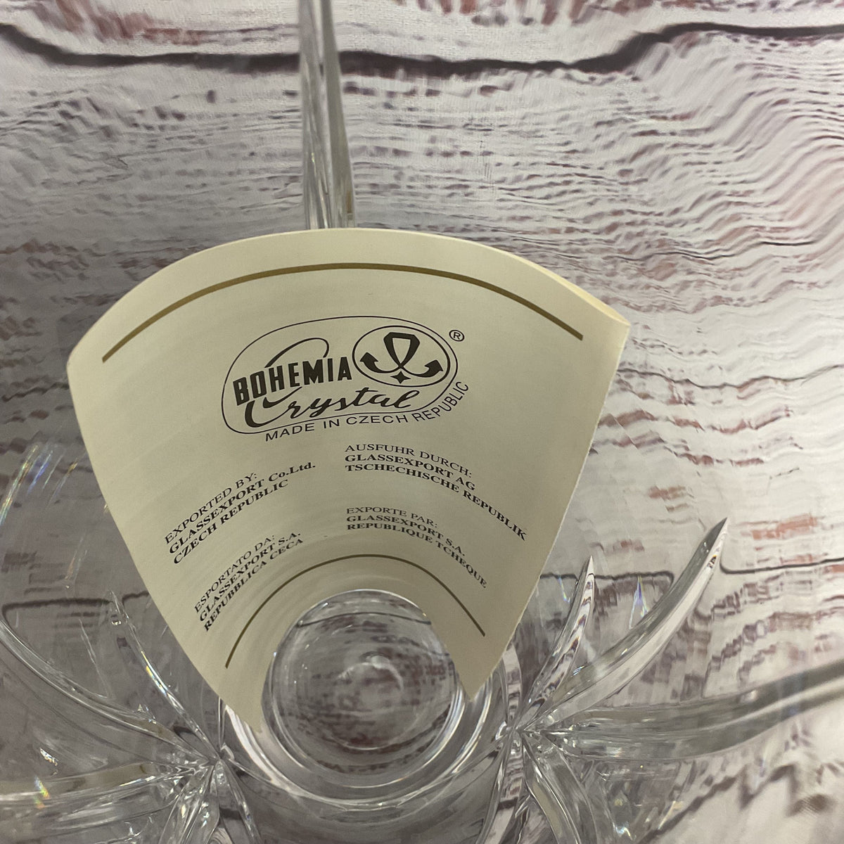 Bohemia Crystal Clear Lead Crystal Hand Cut Glass Vase 8"