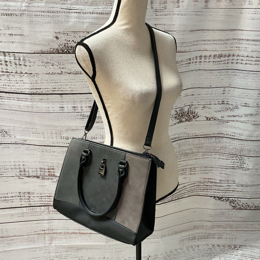 DAVID JONES Women's Black/Gray Leather & Suede Crossbody/Shoulder Bag