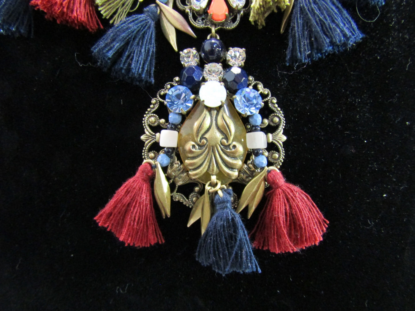 J. Crew Multi-Color Rhinestone Tassel Statement Necklace