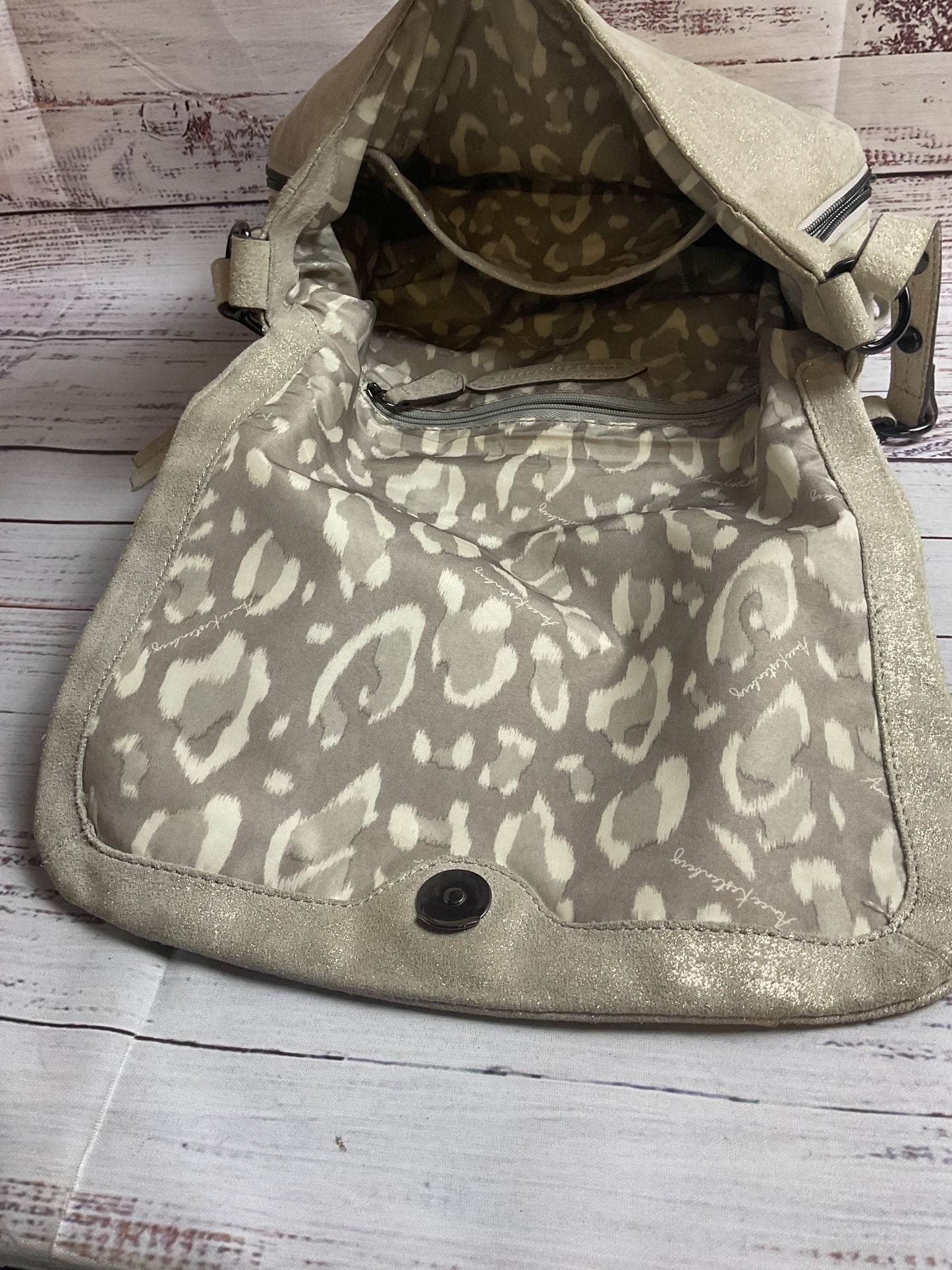 Aimee Kestenberg Gray Golden Satchel Handbag