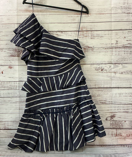 Women's Prose & Poetry Navy and White Striped One Shoulder Dress Size XS