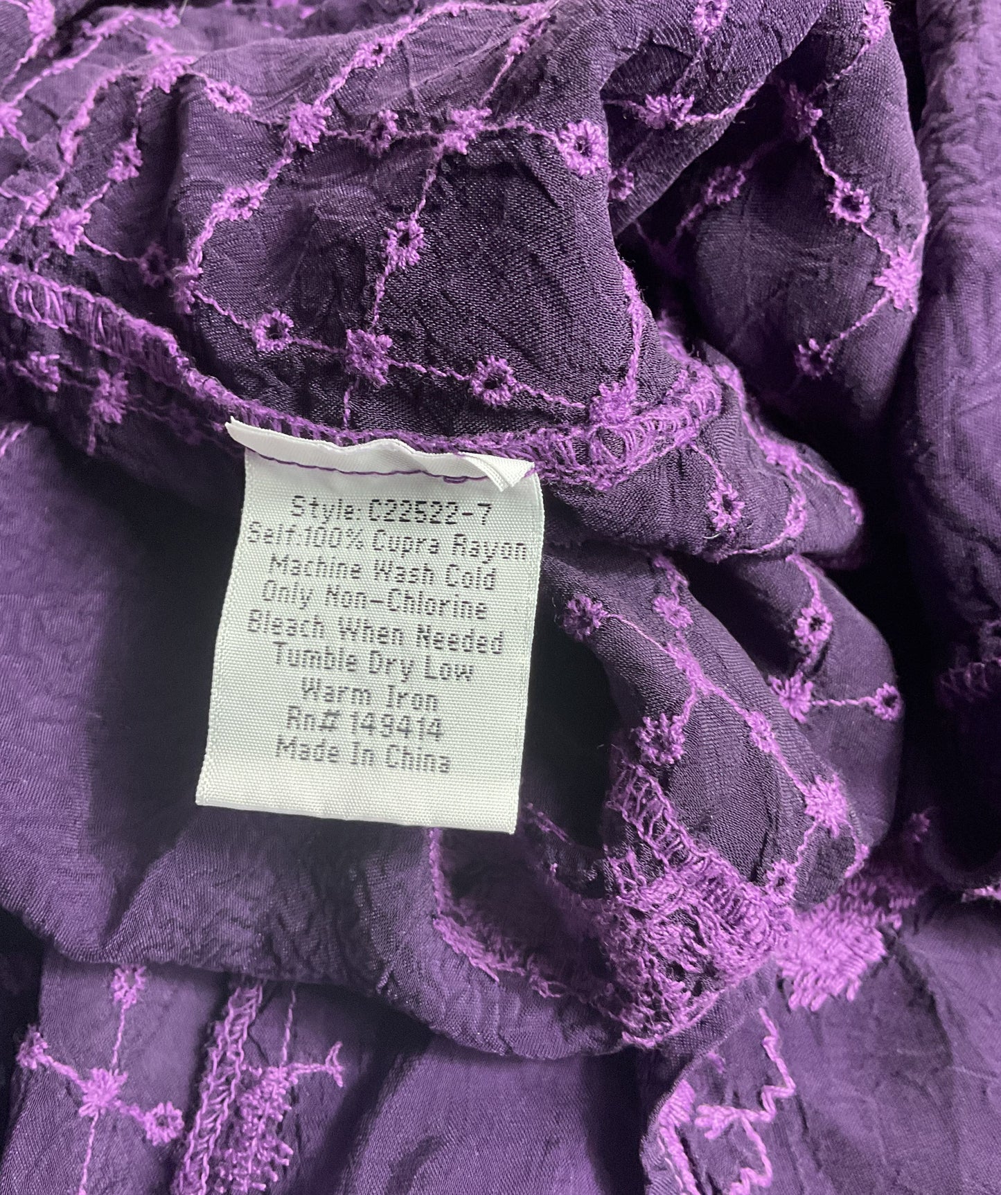 Johnny Was Runswick Lora Embroidered Tunic Dress Purple XS