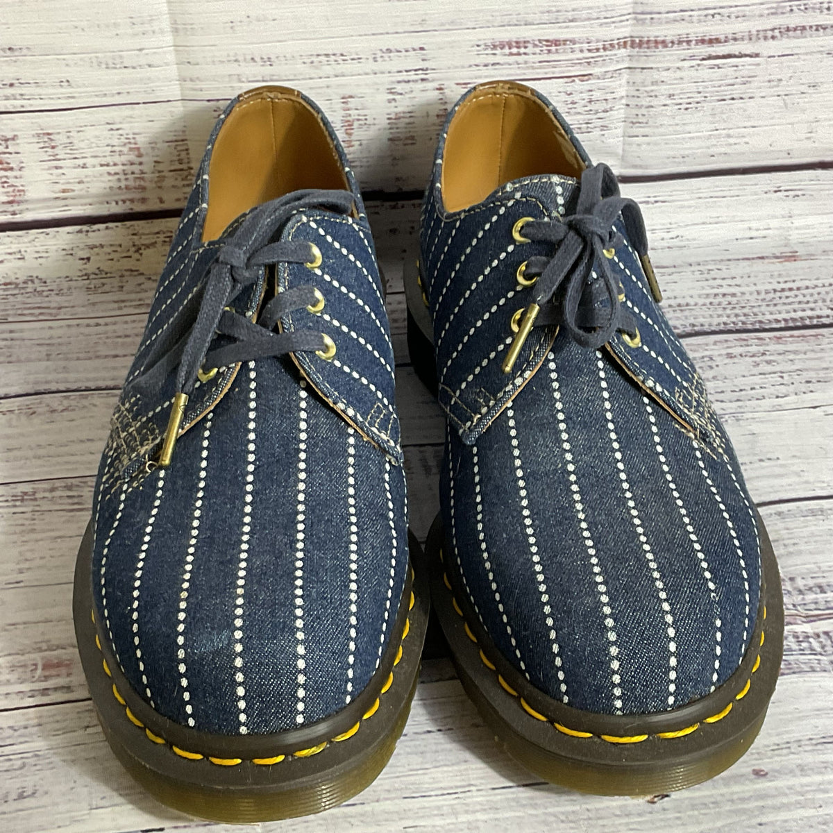 DR. MARTEN'S Men's Blue Denim Pinstripe Oxford Shoes- SZ 7