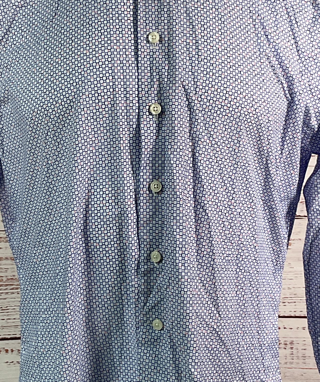 Liberty Shirt Co Circle Print Long Sleeve Shirt Blue