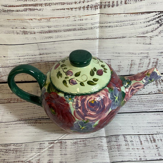 LESAL Ceramics Handcrafted Floral Teapot- 6.5"