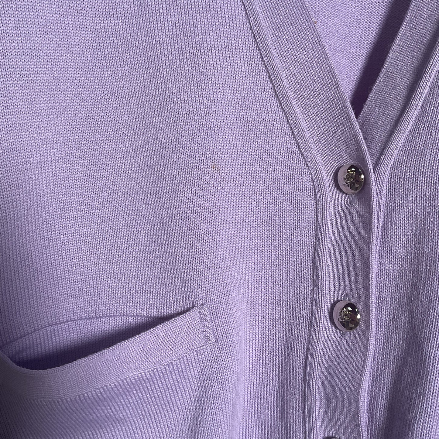 Courreges Lavender Button Up Cardigan Wool Sweater - Size 9R