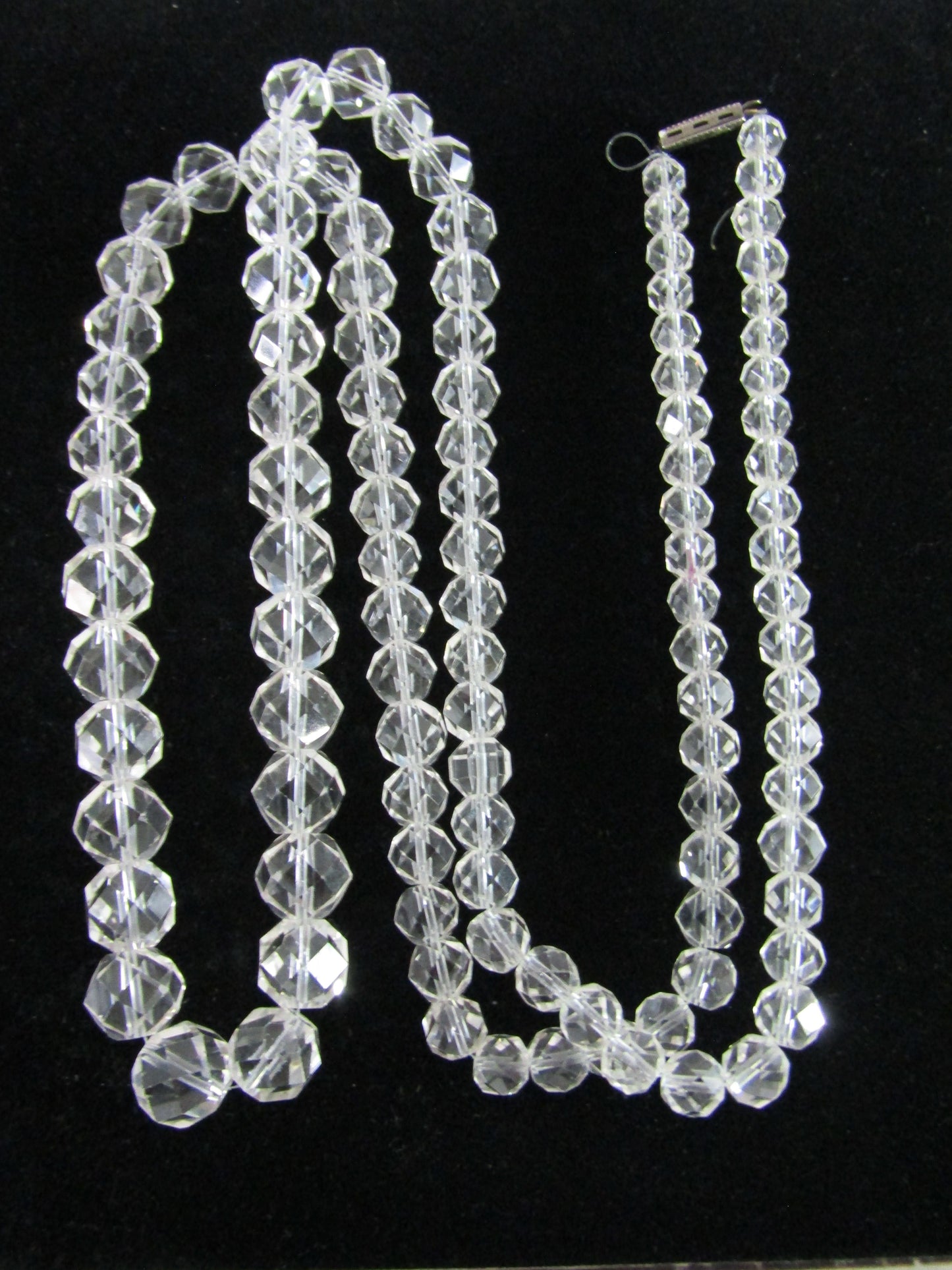 34 3/4" Graduated Faceted Crystal Necklace With Sterling Silver Clasp