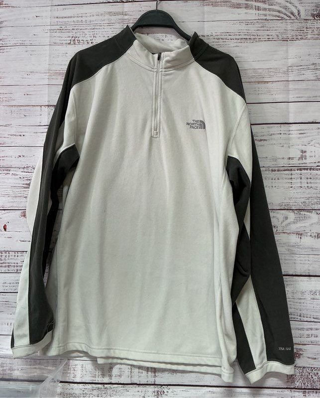 Men's The North Face White/ Gray Fleece Half Zip Pullover Size XL
