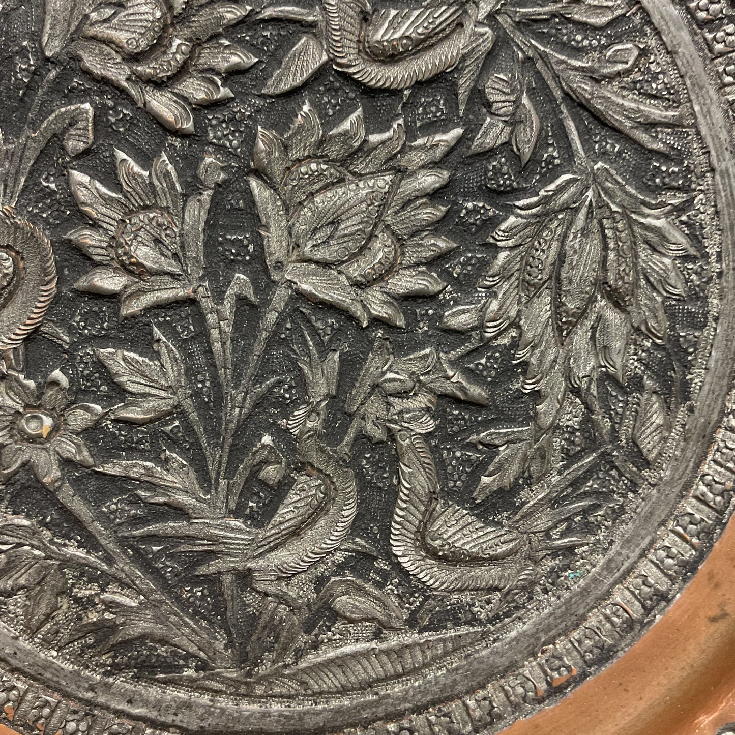 Hand Hammered Stamped Tinned Copper Wall Hanging Art 8"