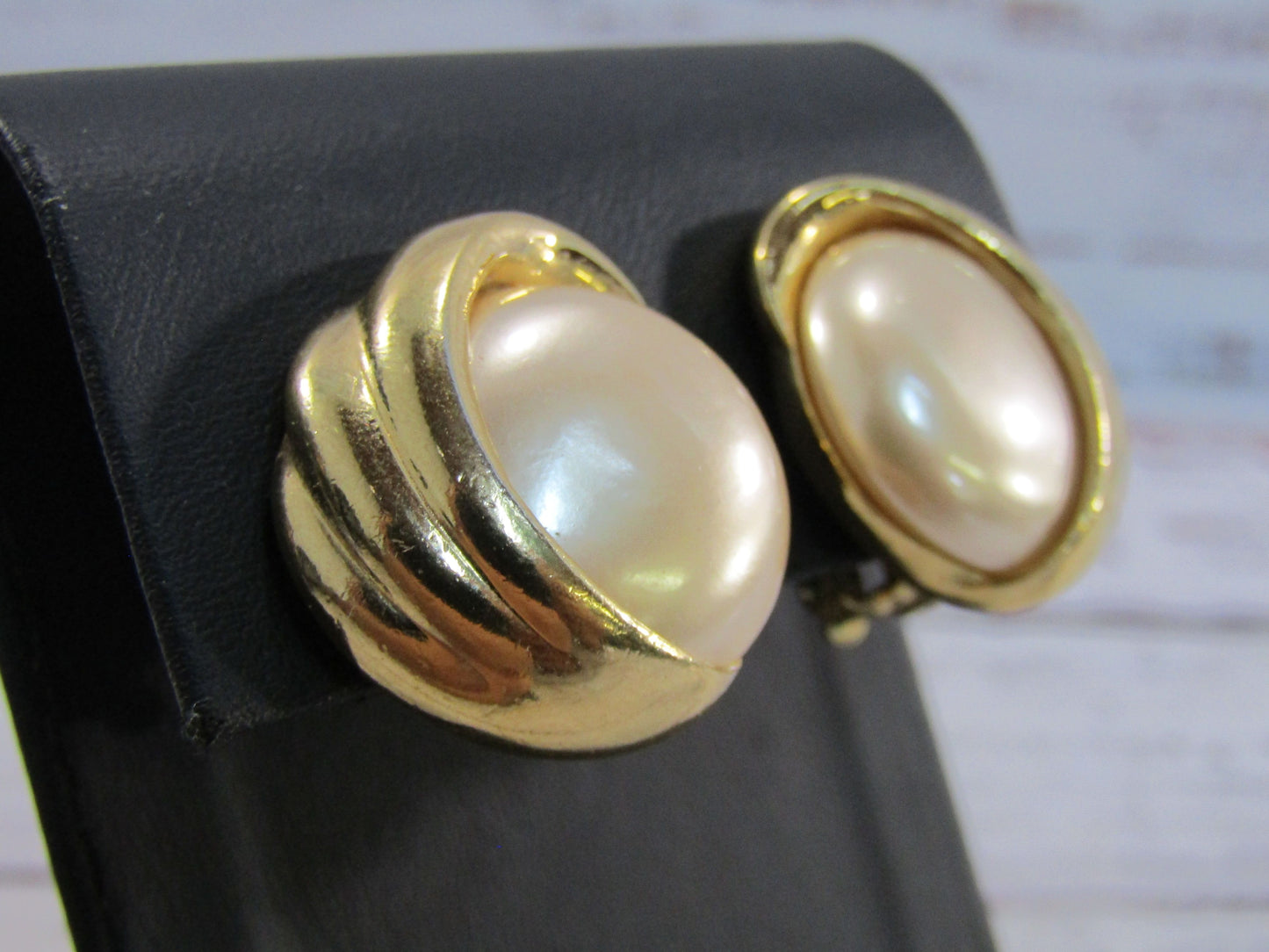 Vintage Aldo Cipullo Gold Plated Faux Pearl Clip-On Earrings
