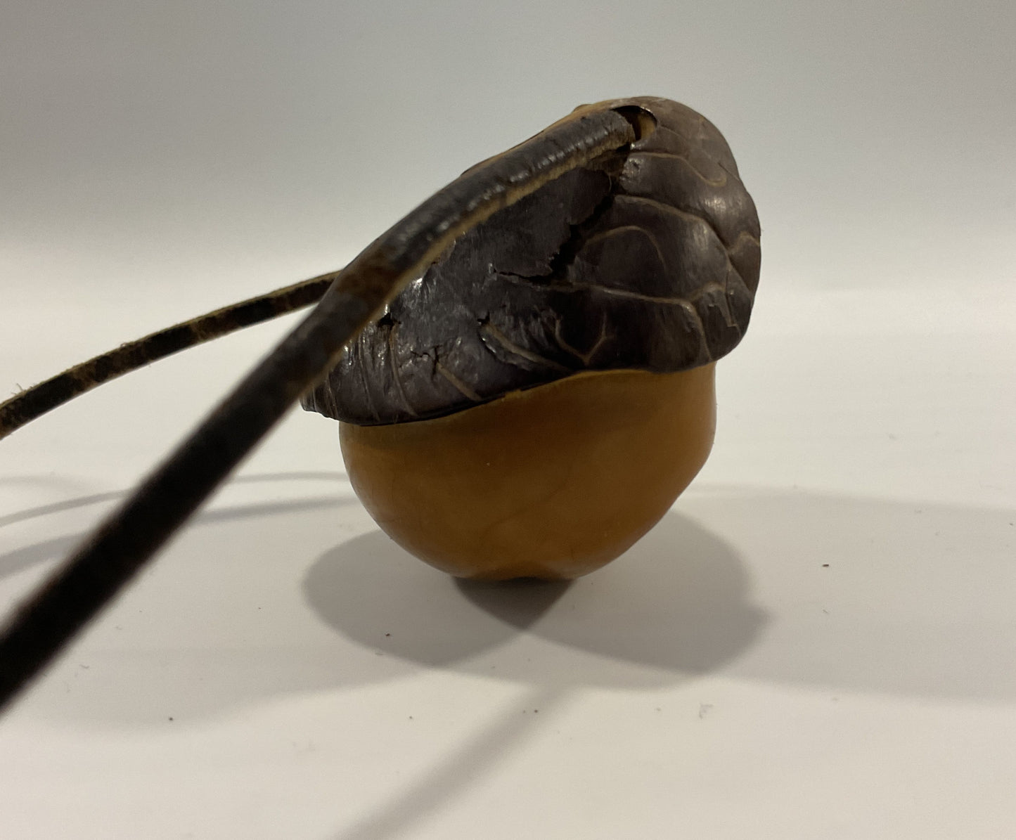 Vintage Artist Signed Hand Carved Japanese Tagua Nut Face Pendant Necklace