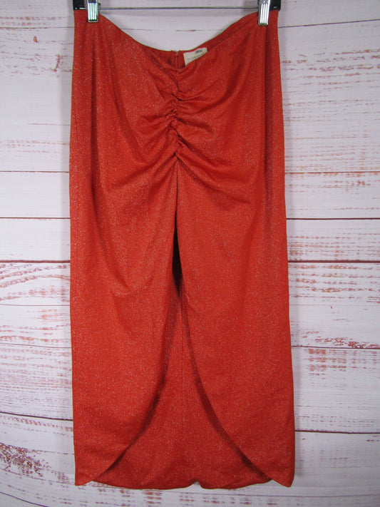 Alamour The Label Women's Metallic Red Ruched Skirt Size L