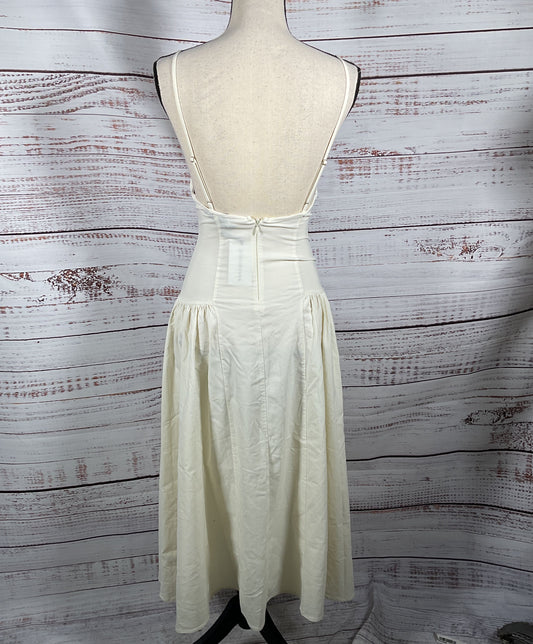 WeWoreWhat Natural Flare Panel Linen-Blend Midi Dress White 4