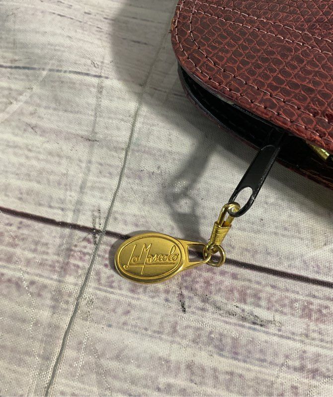 Vintage Lo Mascolo Women's Snake Embossed Red Leather Shoulder Bag