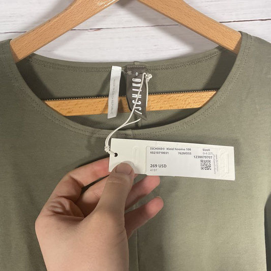 NWT Ischiko Kleid Noomo 106 Green Long Sleeve Dress w/ Pockets - Size 0