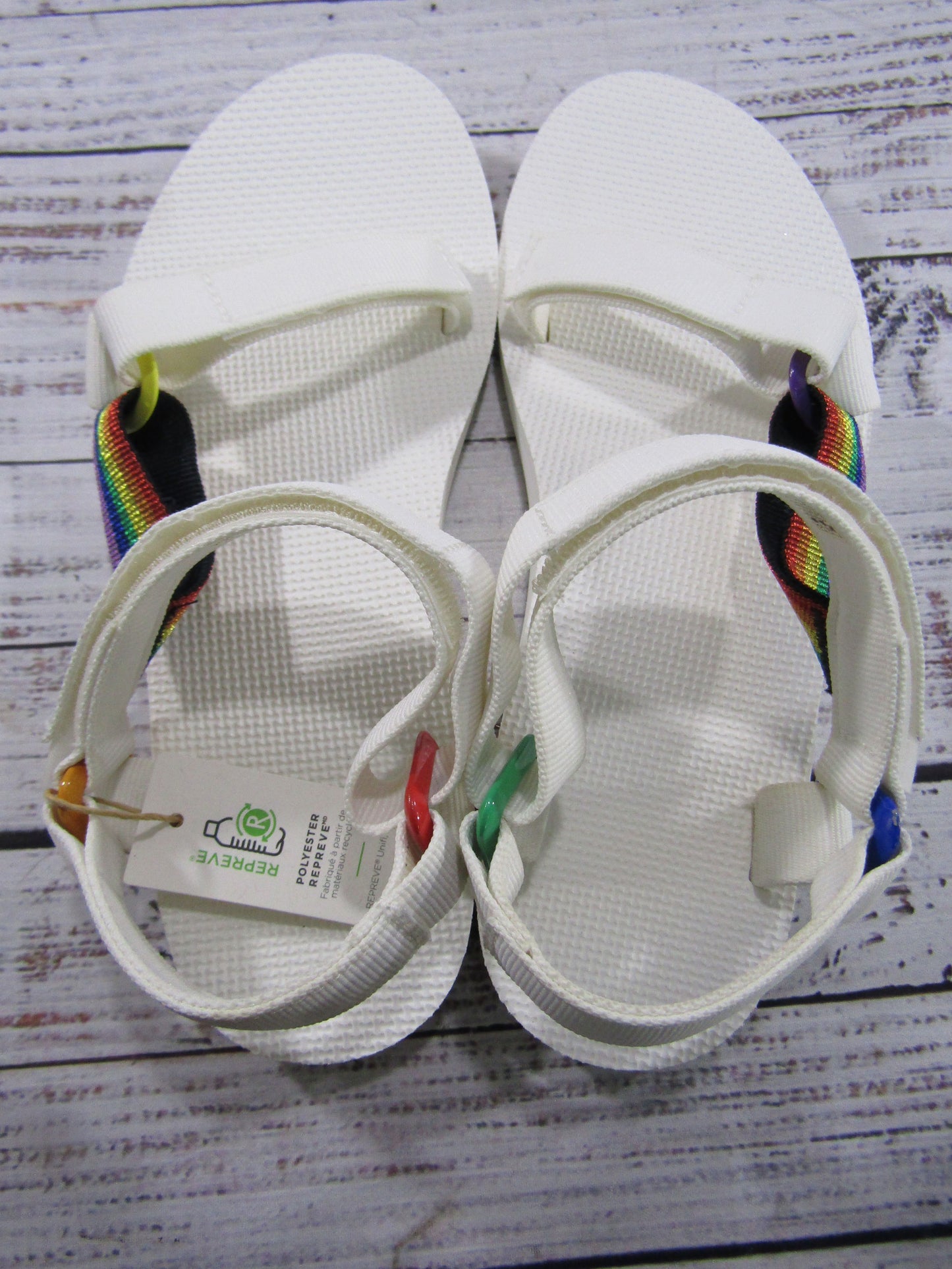 Teva Universal Pride Women's White Rainbow Accent Fisherman Sandals Size 9