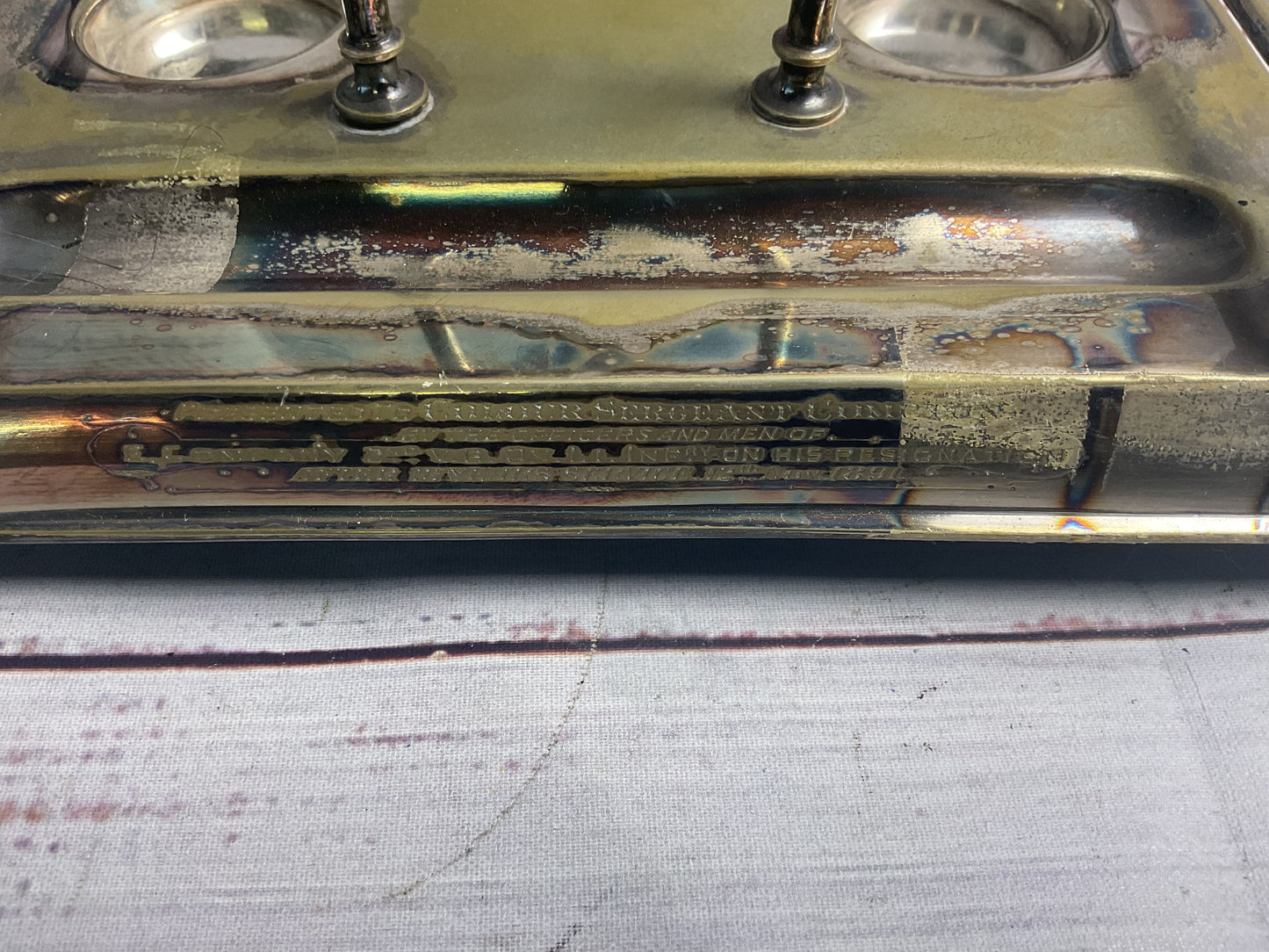 Antique Silver Plated Fountain Pen Inkstand With Jars