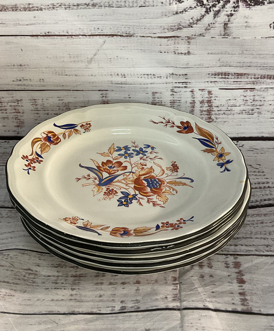 Luneville France Louis XV Paquerette Set of 5 Bread Plates Multicolor